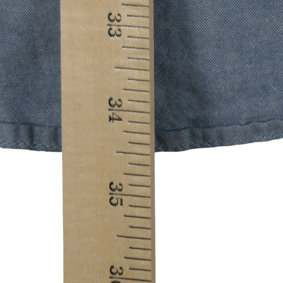 Carhartt Button Down Shirt Men M Blue Chambray Short Sleeve Hiking Relaxed Fit - Picture 8 of 8